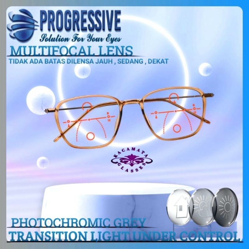 Kacamata Baca Progresif Pria Wanita Kacamata Plus Baca dan Jalan Frame Kacamata Progressive Photocro