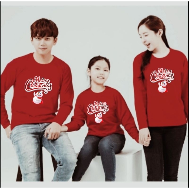 (HARGA UNTUK 1 BAJU SAJA) BAJU KELUARGA KAOS FAMILY COUPLE MIXUE MERRY CHRISTMAS LENGAN PANJANG EDIS