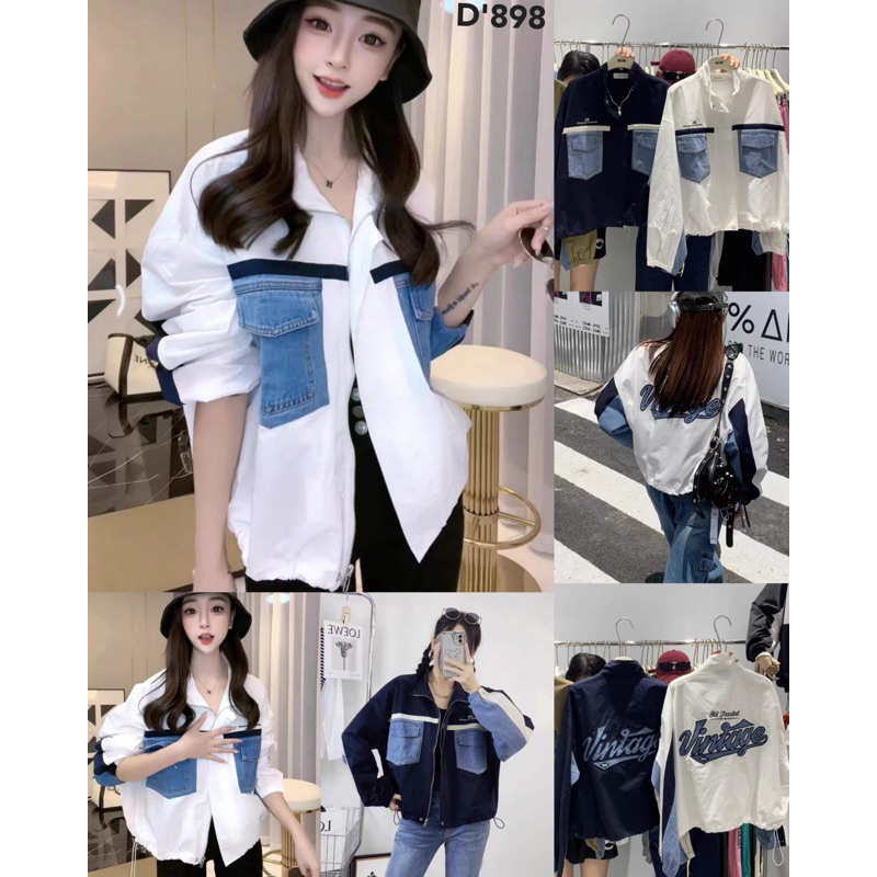 NEW ARRIVAL JAKET WANITA/KEMEJA WANITA KOMBINASI KANTONG JEANS IMPORT