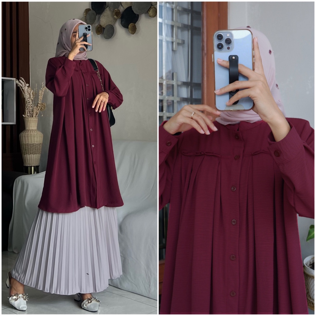 ASYIFA tunik by ZALFA OUTFIT / tunik crincle polos