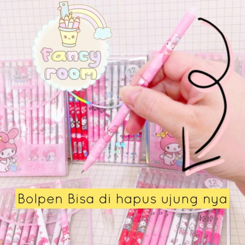 

(12pcs) Bolpen Gel Pulpen Pena Bisa Dihapus Melody Hellokitty --MA134