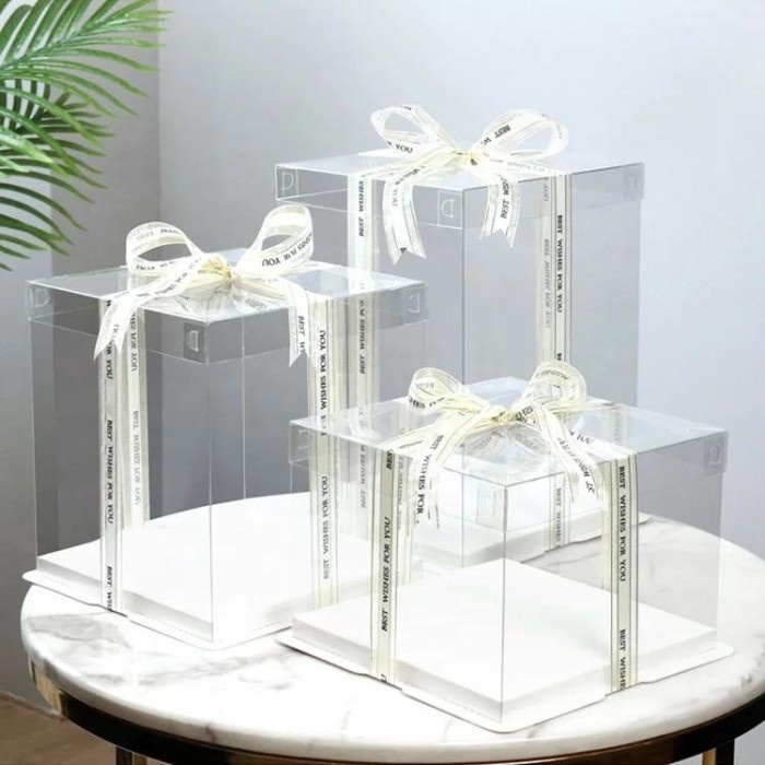Cake Box Mika Transparan / Dus Tall Cake Kotak Kue Tutup Tutup Bening