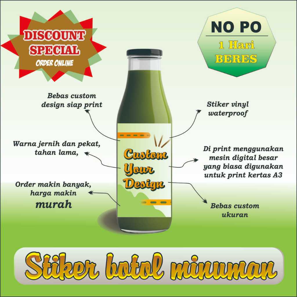 

Custom Cetak Stiker Botol MURAH