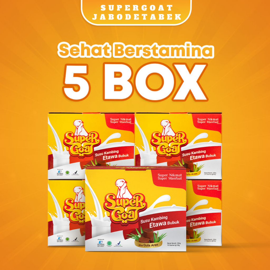 

Supergoat Susu Kambing Etawa Bubuk Gula Aren Super Goat Original 5 Box Sajian Sachet