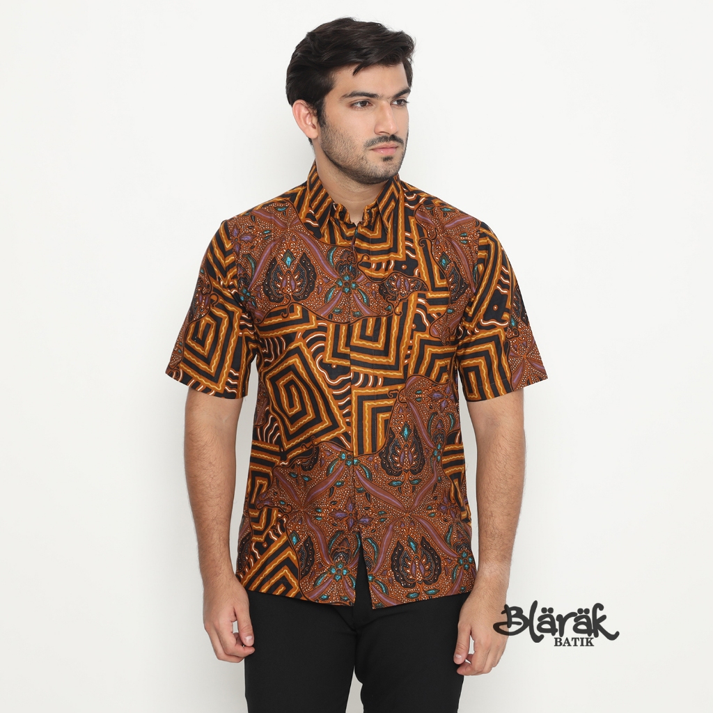 Kemeja Baju Batik Pria Lengan Pendek Trikot Regular Fit Abirama - Batik Blarak