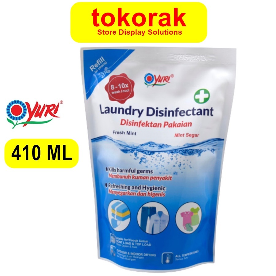 YURI LAUNDRY DISINFECTANT DISINFEKTAN PAKAIAN FRESH MINT 410 ML REFILL