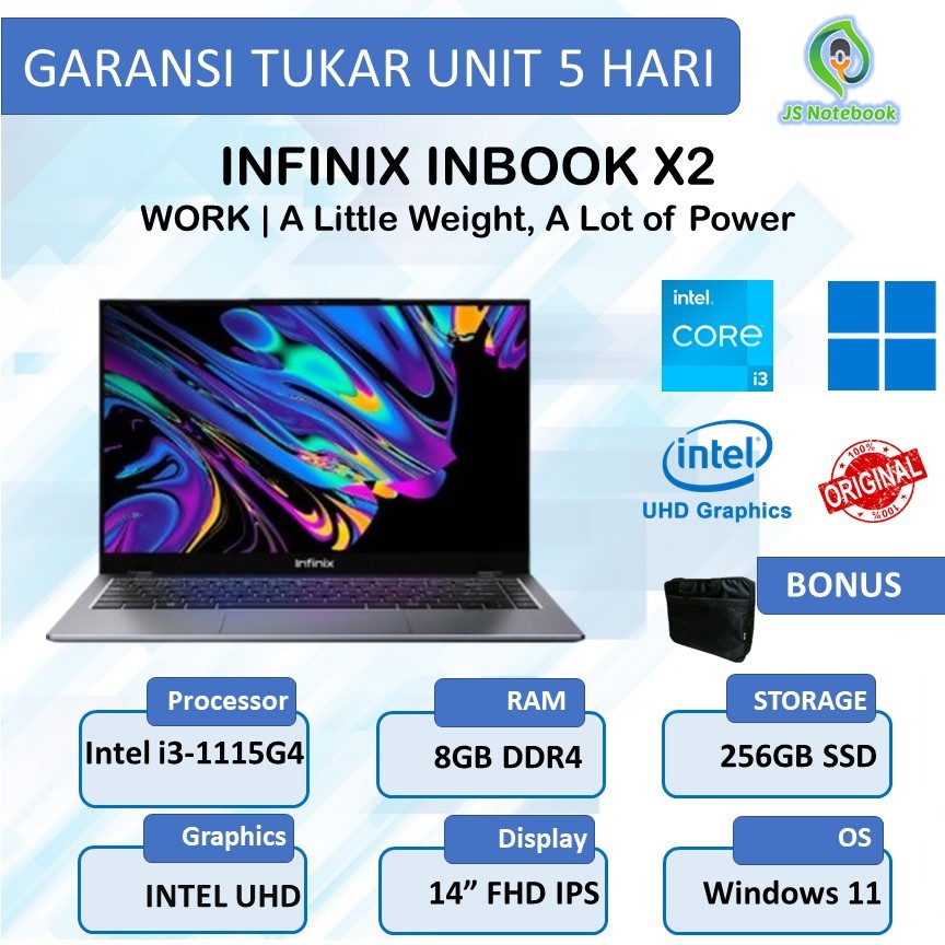 Laptop Infinix Inbook X2 Intel Core i3 Gen11 8GB 256SSD 100%SRGB Win11