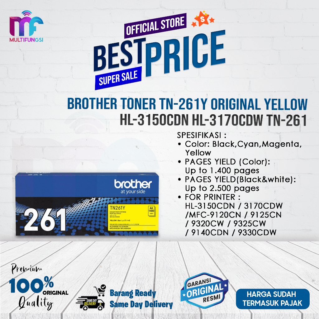 Brother Toner TN-261Y Original Yellow / HL-3150CDN HL-3170CDW TN-261