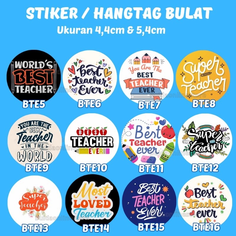 

Stiker Label Hangtag Kartu Ucapan The best teacher ever super world most loved guru terbaik sticker dekorasi kado hadiah gift hampers souvenir buket bunga balon selamat memperingati hari guru bulat hiasan parcel bingkisan
