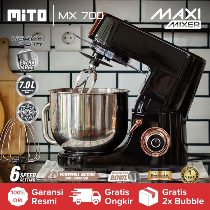 MITO Maxi Mixer MX700 MX 700 Stand Mixer Kapasitas Besar 7 Liter Original Garansi Resmi