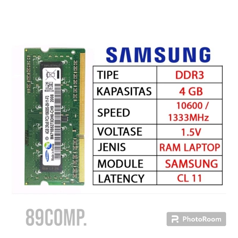 RAM LAPTOP 4GB 10600/1333 Mhz ORIGINAL SAMSUNG