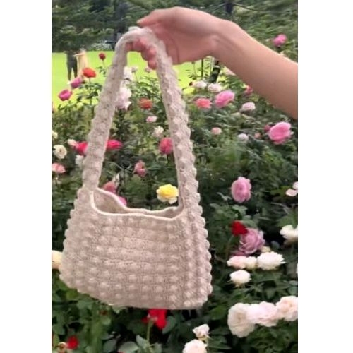 Tas rajut kekinian model Bangkok korea sekolah dan kampus unik shoulder bag laptop pesta