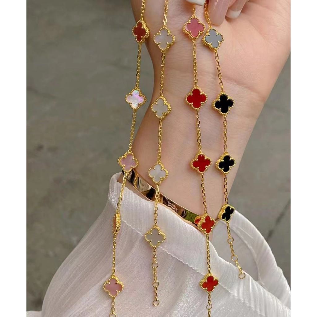 【17K / 750 emas asli/1.81gr】Gelang bunga kecil Van Cleef & Arpels