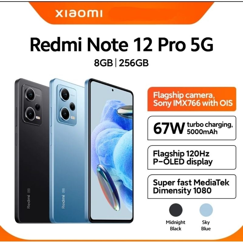 Xioami redmi note 12 pro 5G nfc 8/256gb ram 8gb 256gb baru new garansi resmi indonesia original