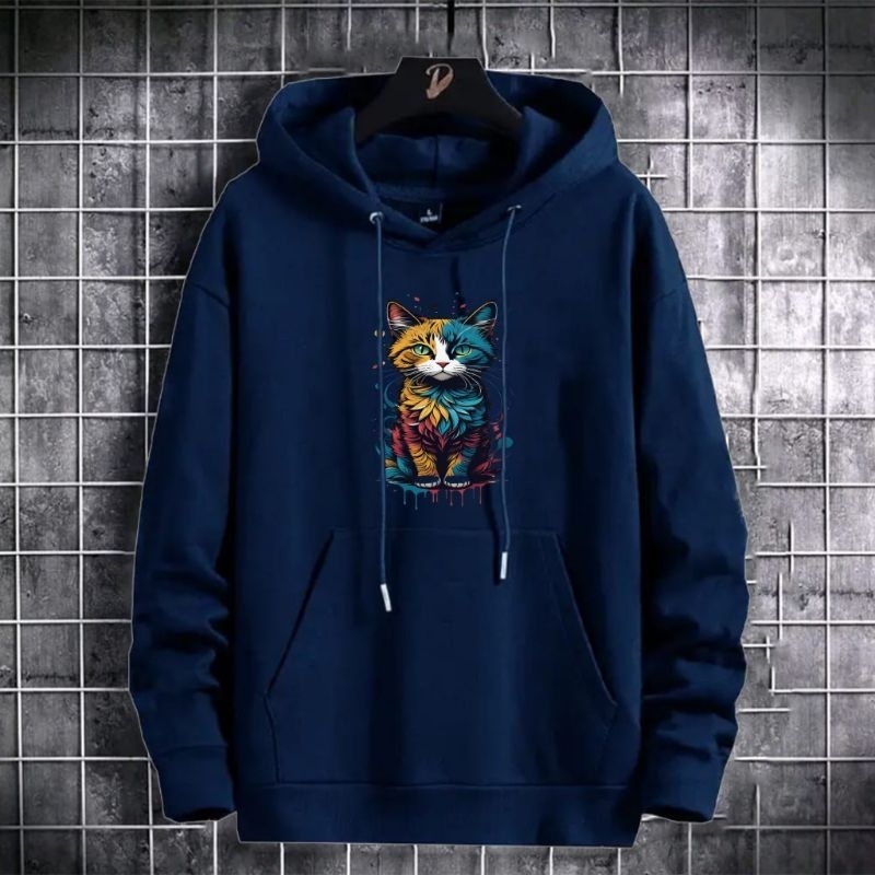 Hoodie Pria Kucing 5 Kekinian Hoodie flecce sweater Hoodie wanita