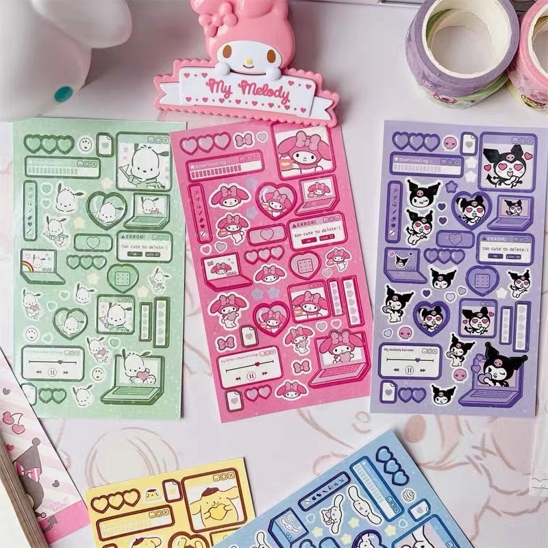 

Stiker pola kartun hellokitty Kuromi melodi/stiker lucu dekorasi buku/notebook/gelas air buku harian Diy scrapbook DIY mainan dekorasi manual scrapbook dekorasi ponsel