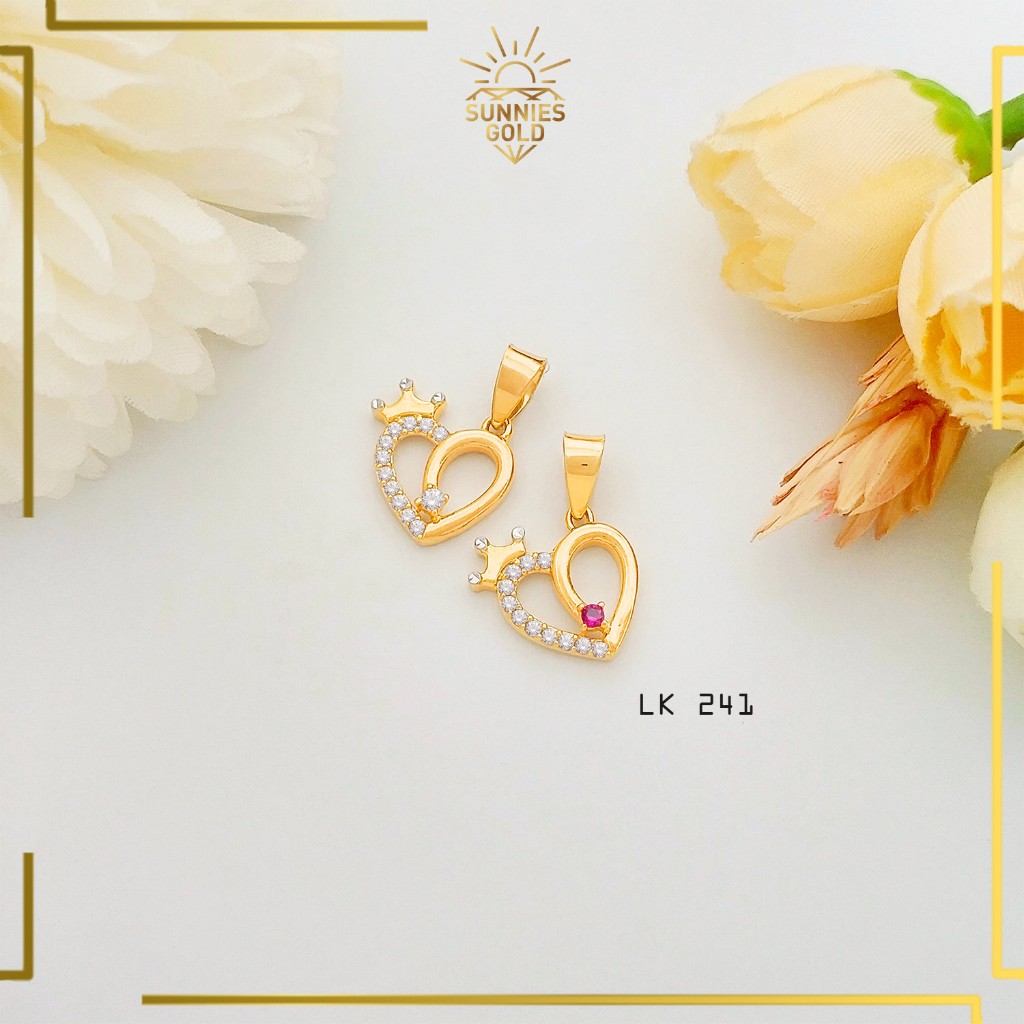 LIONTIN KALUNG EMAS ASLI KADAR 375 8K MODEL KOREA LOVE MAHKOTA 1 SET TERMURAH - LK 241