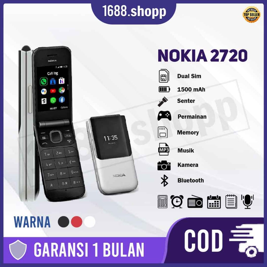 NOKIA 2720 FLIP DUAL SIM GARANSI HP JADUL LIPAT
