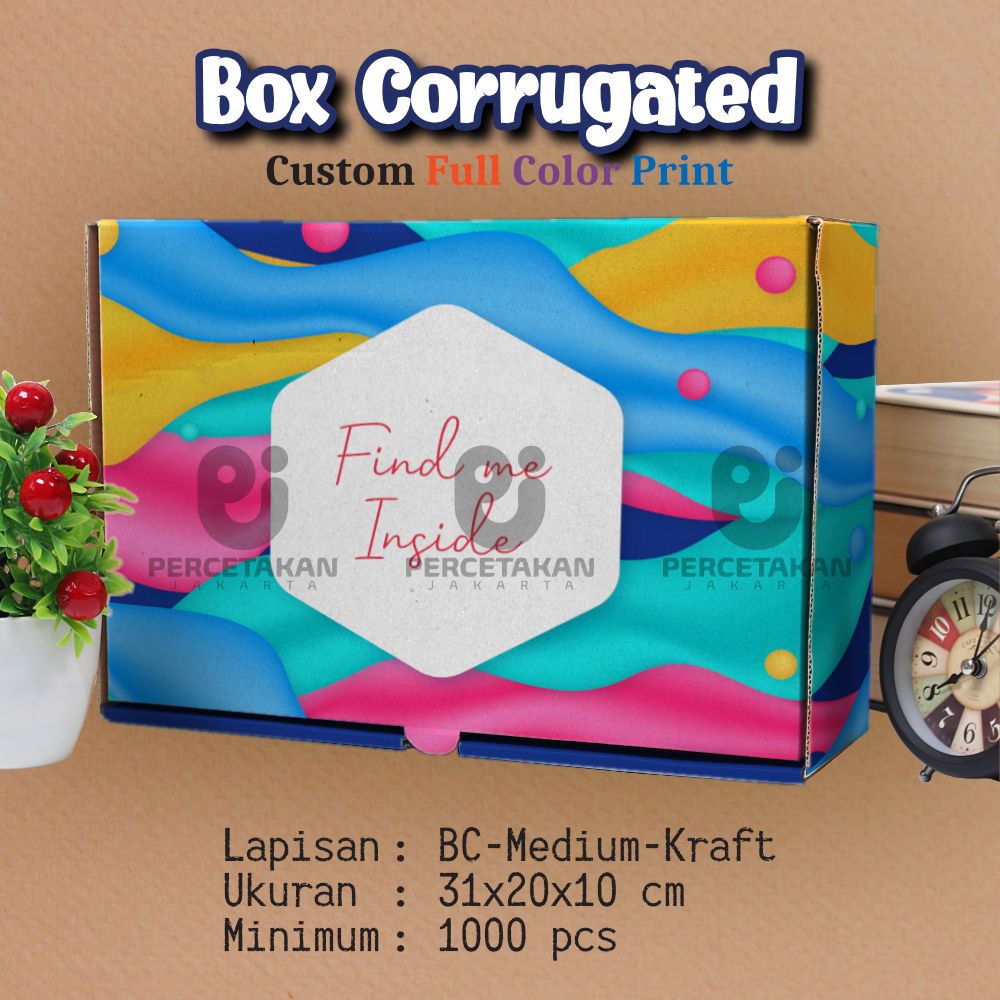 

Cetak Dus Corrugated 31x20x10 cm FULL COLOR Free Custom Desain/Logo | Custom Box | Kustom Dus Kemasan