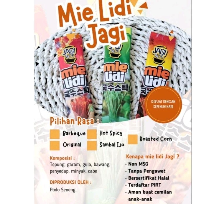 

MIE LIDI JAGI CEMILAN SEHAT PAKET USAHA 5PACK ISI 125PCS