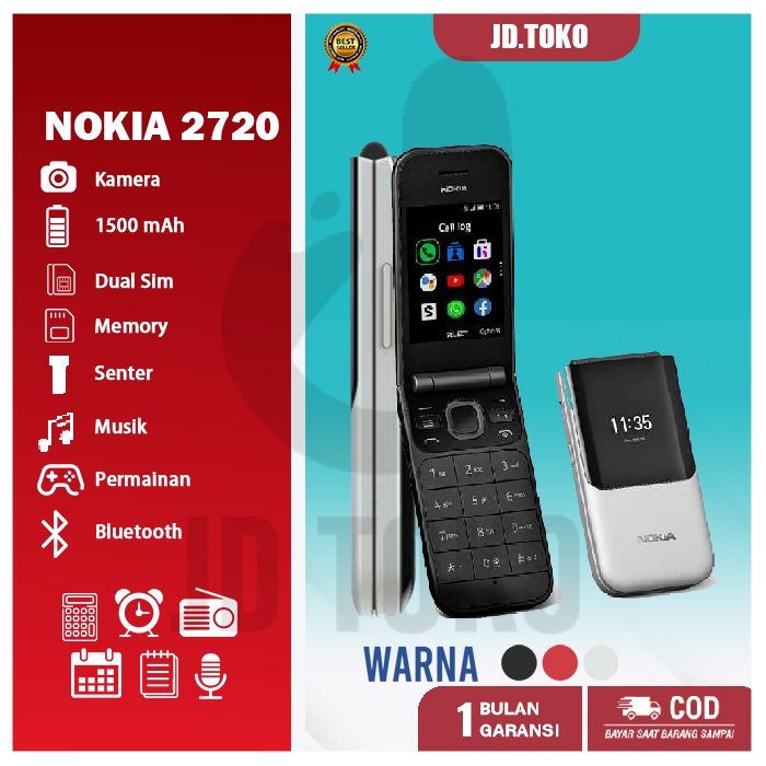 HP NOKIA 2720 FLIP DUAL SIM GARANSI HP JADUL LIPAT