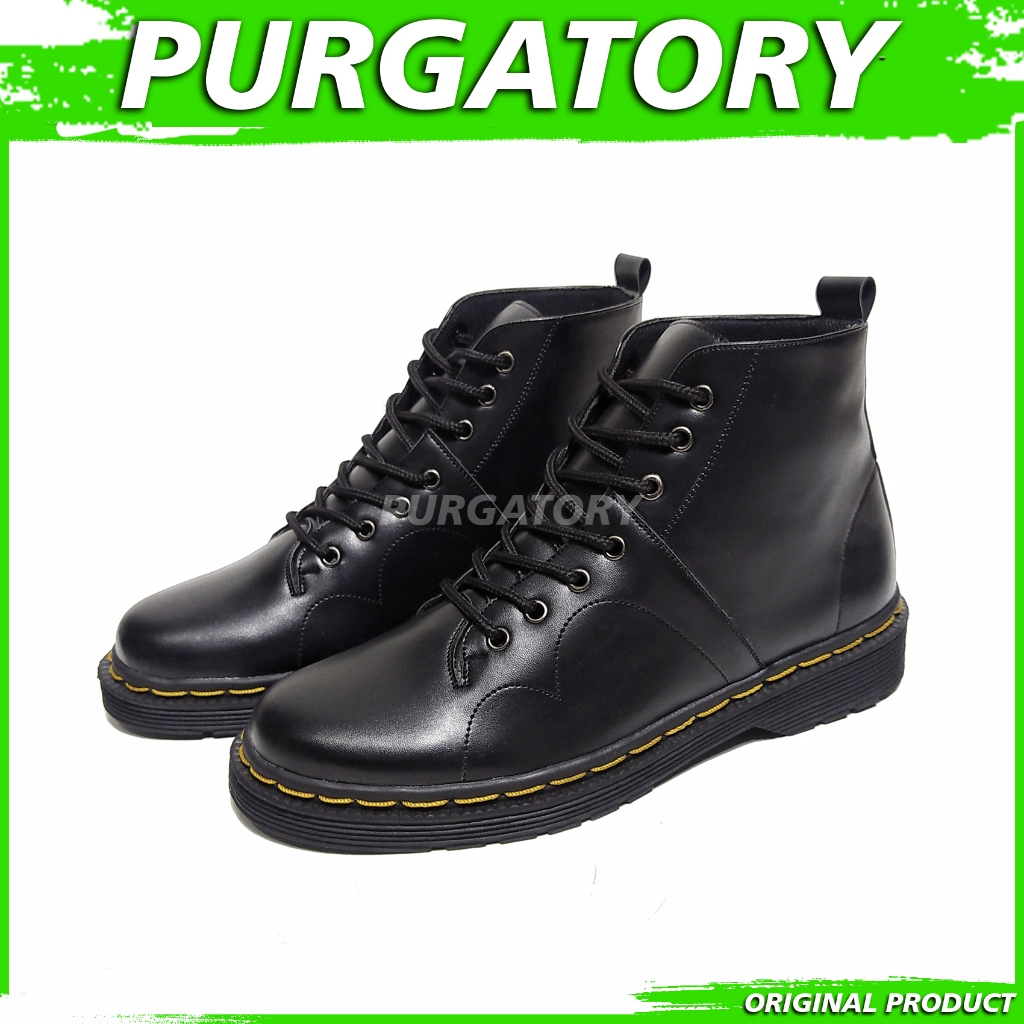 PURGATORY - Sepatu Boots Tinggi Docmart Pantofel Kerja Pria Hitam