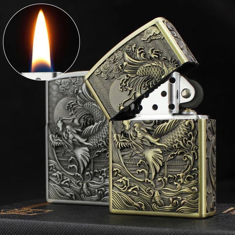 Mancis Korek Api Zorro Minyak Motif Naga ZK21-2 Korek Antik Unik Gift