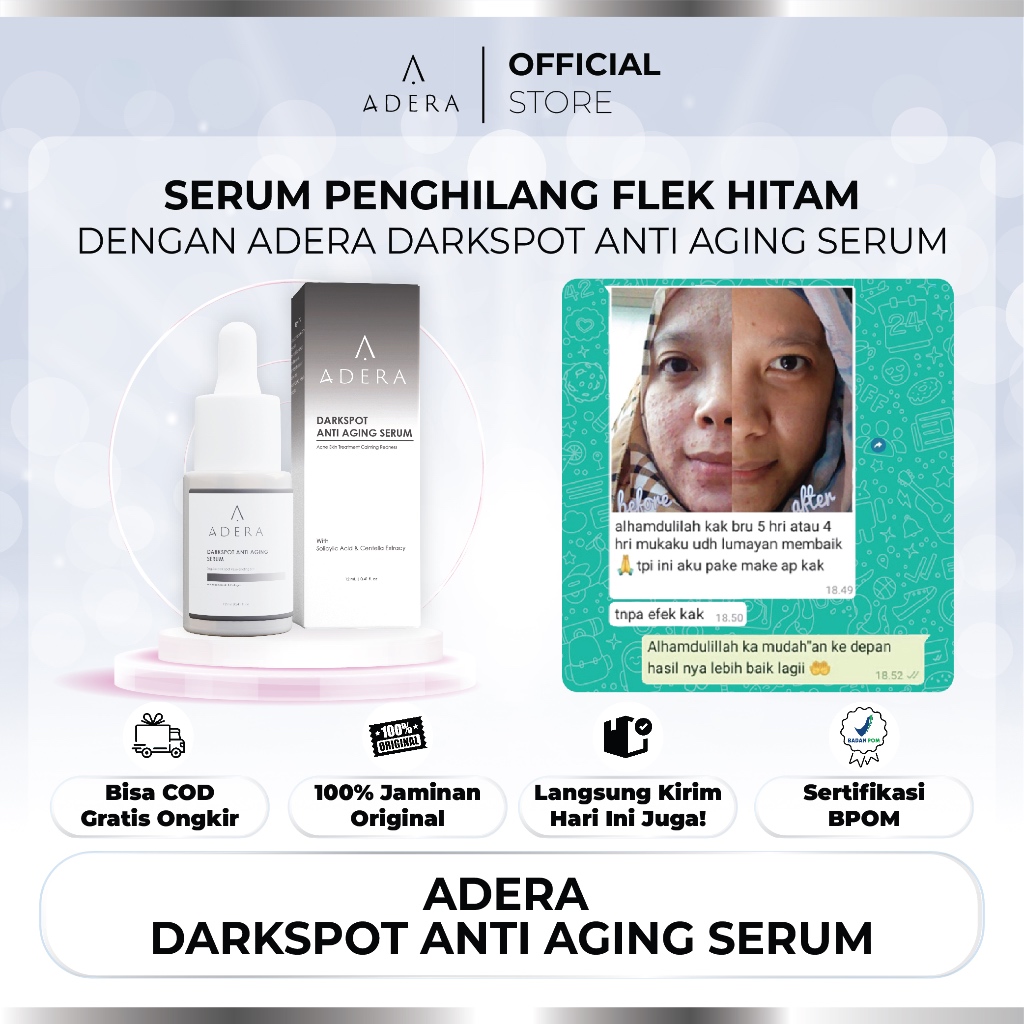 Adera Darkspot Anti Aging Serum Pencerah Wajah Penghilang Flek Hitam Original BPOM & Halal