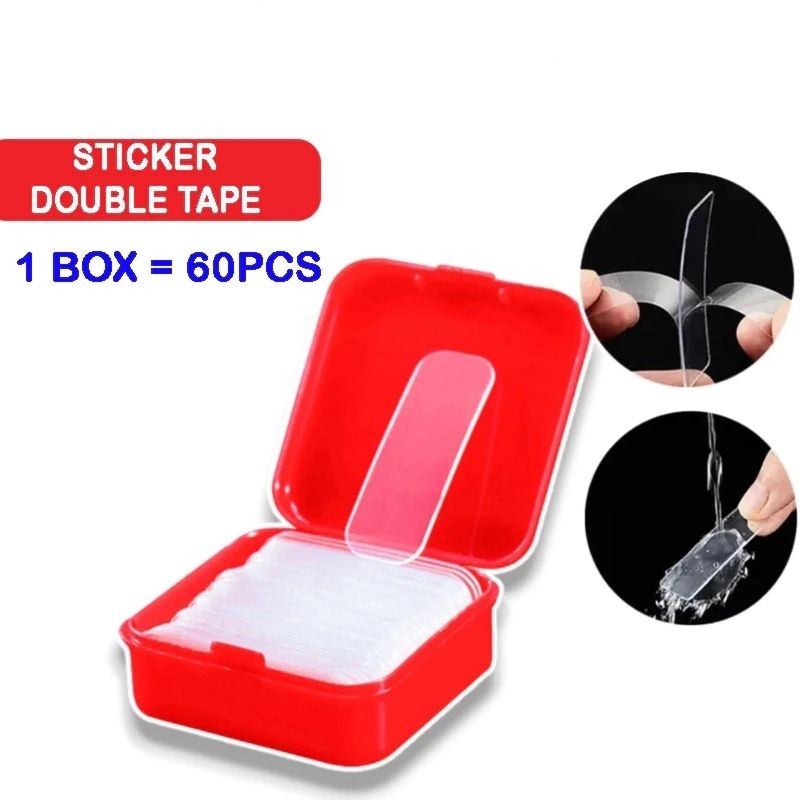 

DOUBLE TAPE STICKER 1 BOX ISI 60PCS/DOUBLE TAPE GEL 2