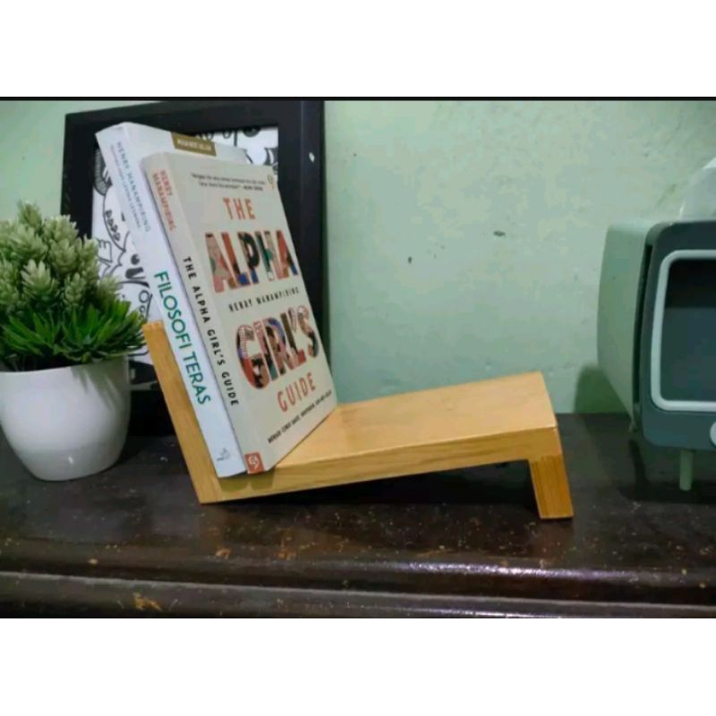Mycoolcell Stand Buku / Penyangga Buku Kayu / Rak Buku / Wooden Book Holder