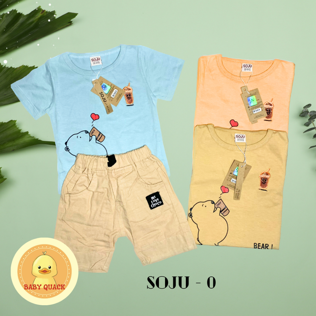 Makassar Baju Anak - Setelan Kaos Soju Anak Cowok/Laki-laki 0-6 Bulan