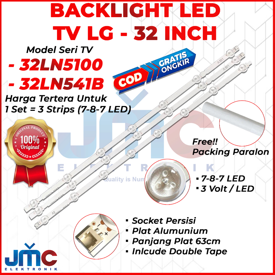 BACKLIGHT TV LED LG 32 INCH 32LN5100 32LN541 32LN541B 32LN LAMPU LED BACKLIGHT 32IN 7K 8K 7K LED 3V