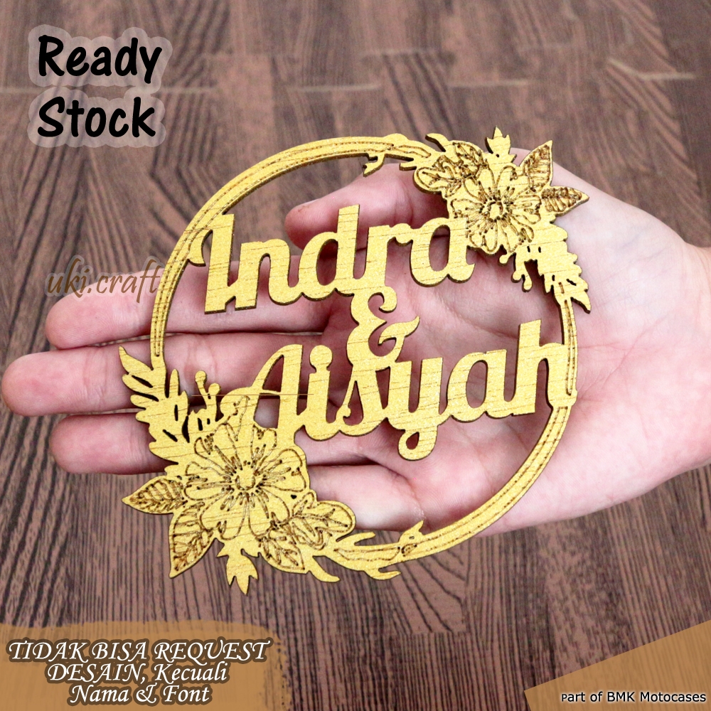 Kayu Custom Nama Bingkai Daun Bunga Ukiran Kayu Bulat Nama Daun Bunga Dekorasi Bingkai Mahar Pernika