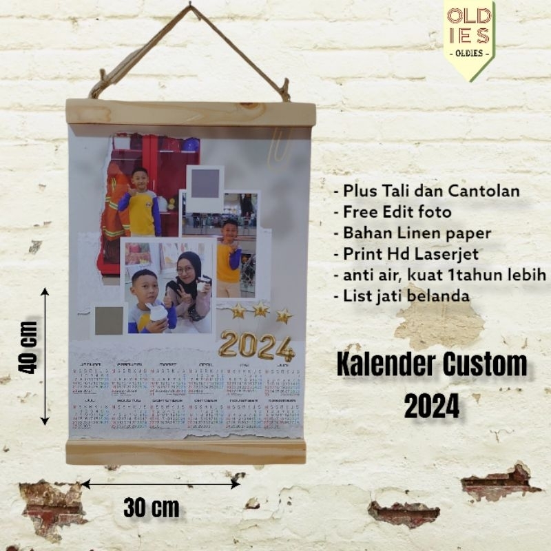 

Kalender Dinding Kayu aestethic Toko Cafe Warung Usaha free custom Photo dan desain uk 30x45cm
