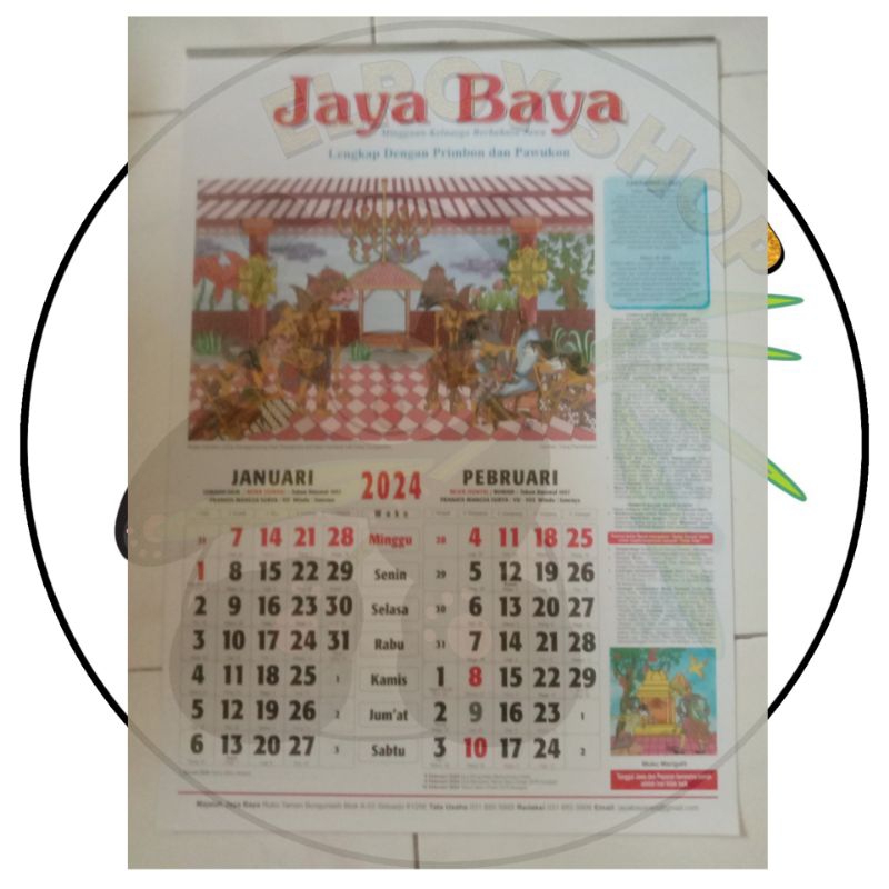 

Tanggal/Kalender Jayabaya 2024(Ready), 2025 (PO)