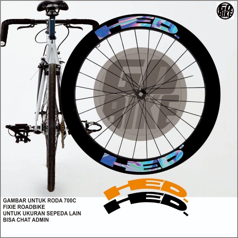 stiker velg sepeda 700c sticker rims sepeda fixie roadbike HED