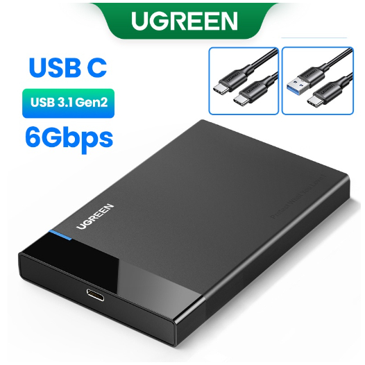 Ugreen HDD SSD Case Enclosure External 2.5 Type C 3.1 Micro B 6 Gbps ANTI SHOCK