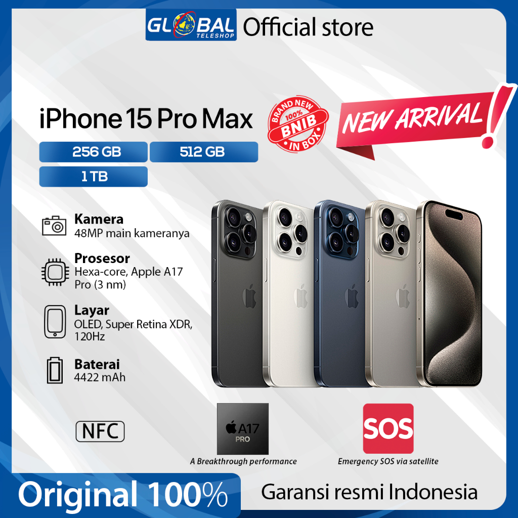 iPhone 15 Pro Max 256GB 512GB 1TB Garansi Resmi