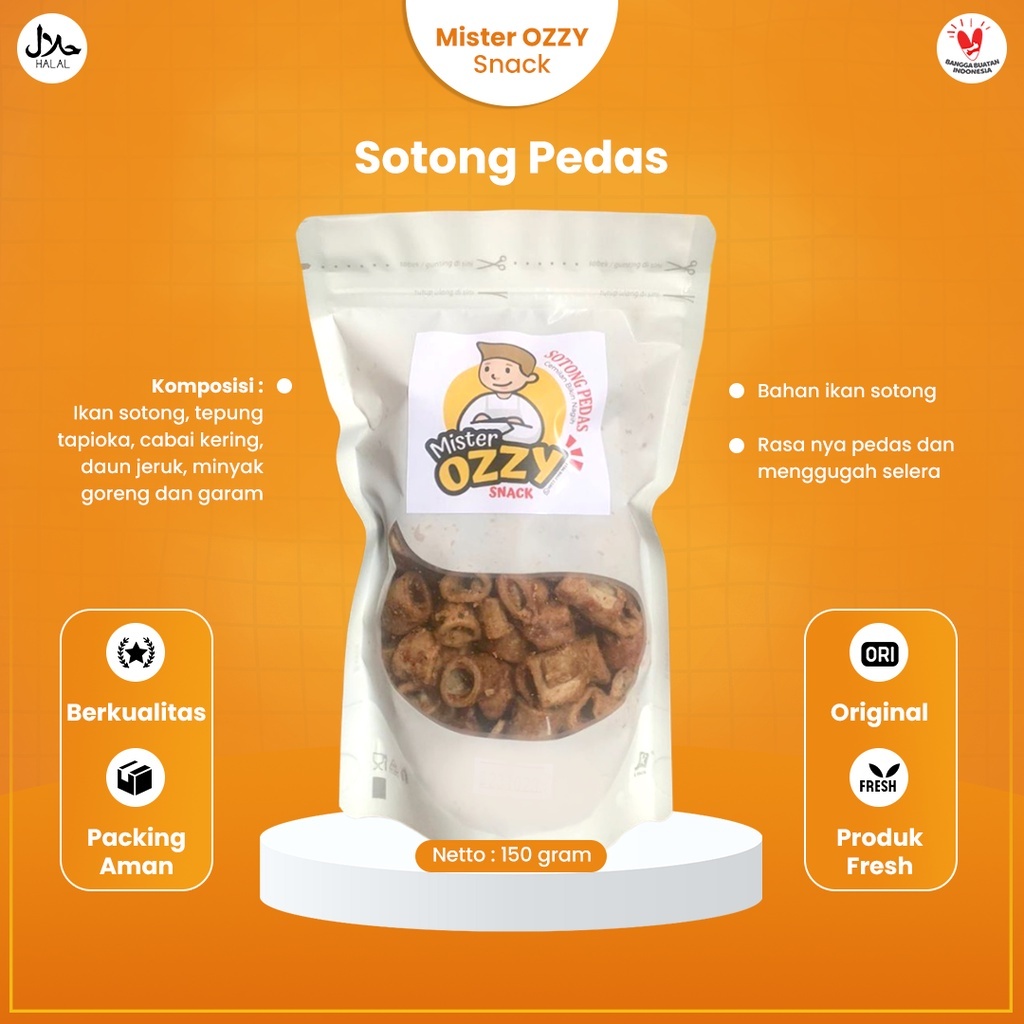 

Makanan Ringan Sotong Goreng Pedas 150 Gram || Mister Ozzy Snack Standing Pouch || Jajanan Cemilan Kekinian Enak