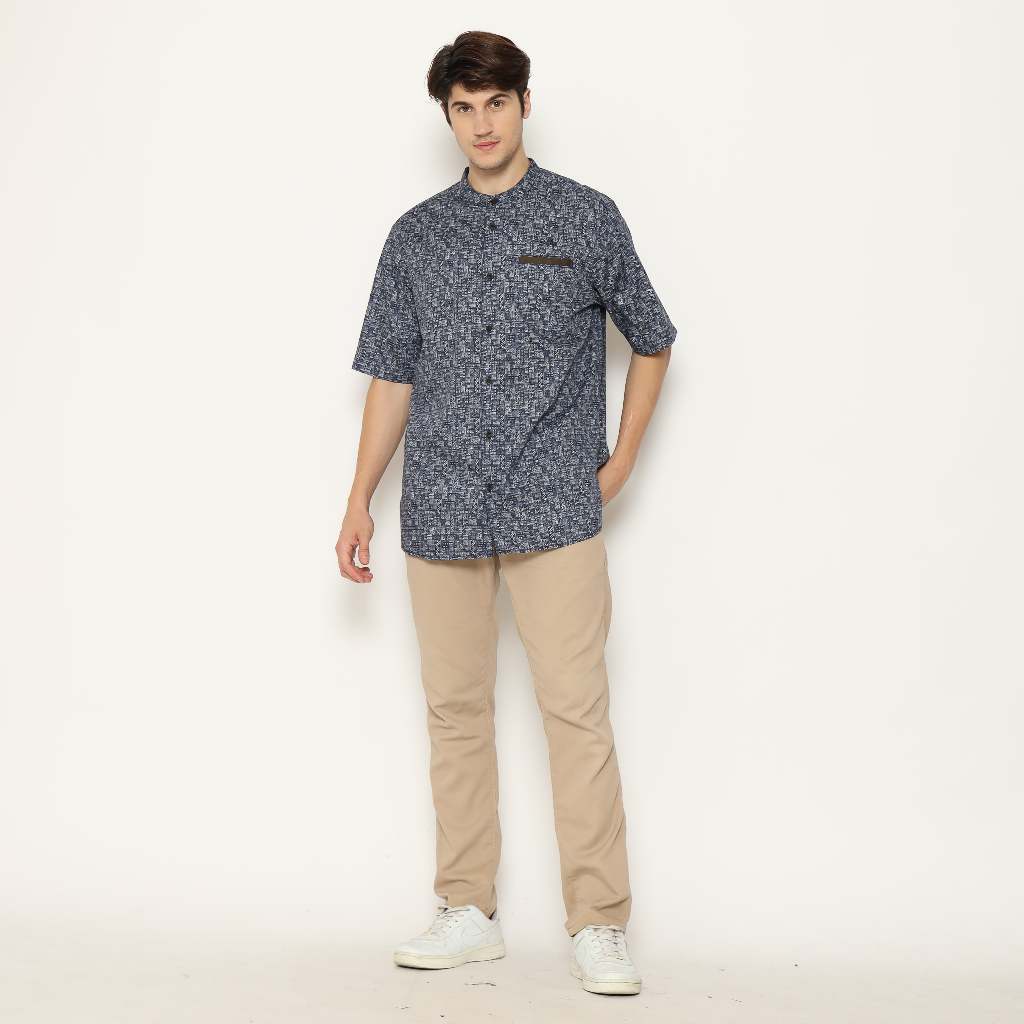 Binauf Kemko full print short sleeve Orion / kemeja koko pria lengan pendek blue