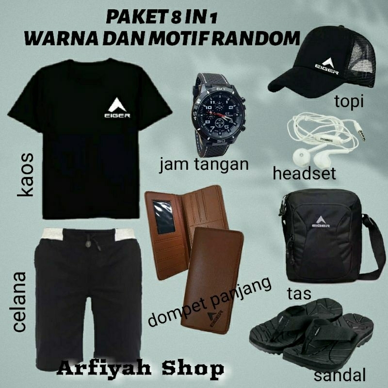 AFS - (BAYAR DITEMPAT) PAKET 8 IN 1 TERBARU / PAKET PRIA KEKINIAN / PAKET PRIA EIGER ISI 8 ( KAOS, C