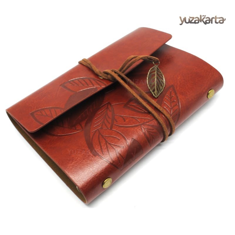 

Buku Catatan Harian Jurnal Agenda Binder Kulit Retro Leaf Kertas A6