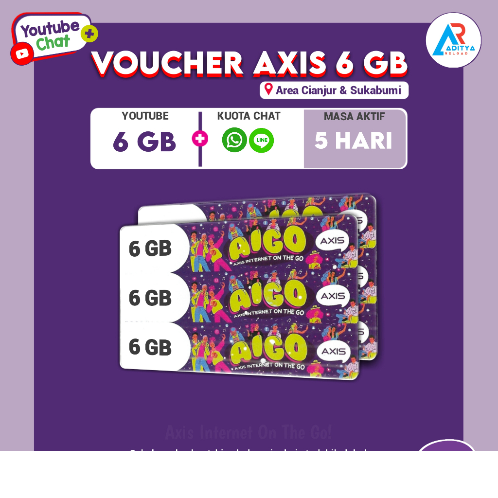 Voucher Axis 6GB YouTube + Chat 5Hari