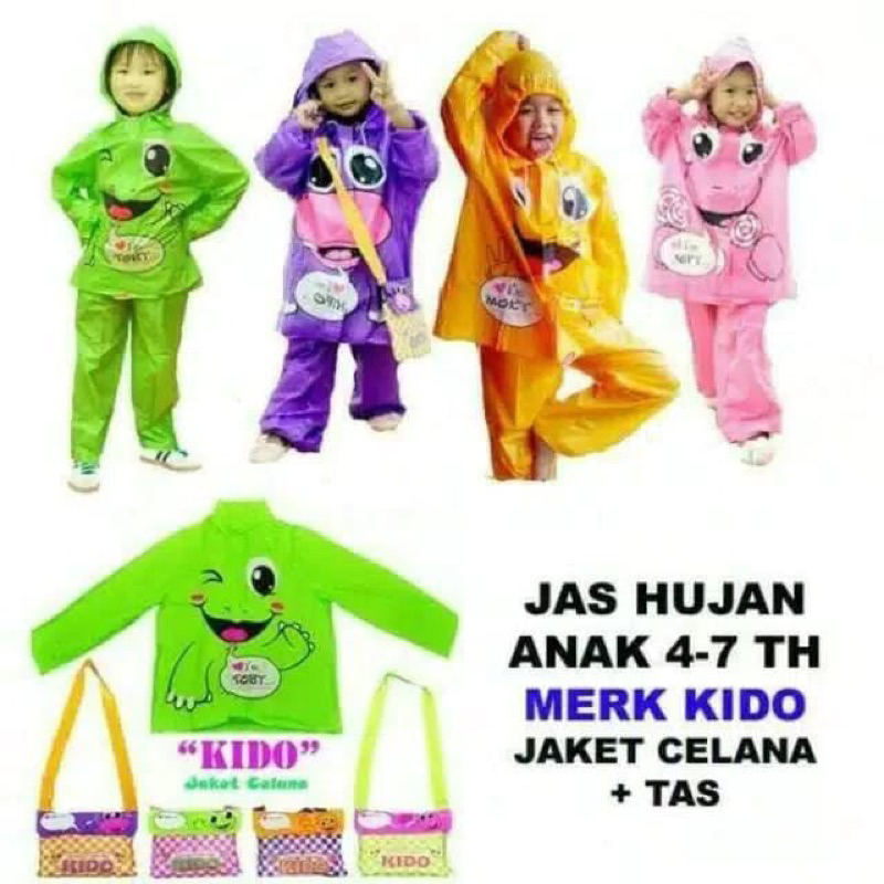 Jas Hujan Anak Kido / Jas Hujan anak lucu / Jas Hujan Setelan Anak terlaris / Mantel Anak populer / 