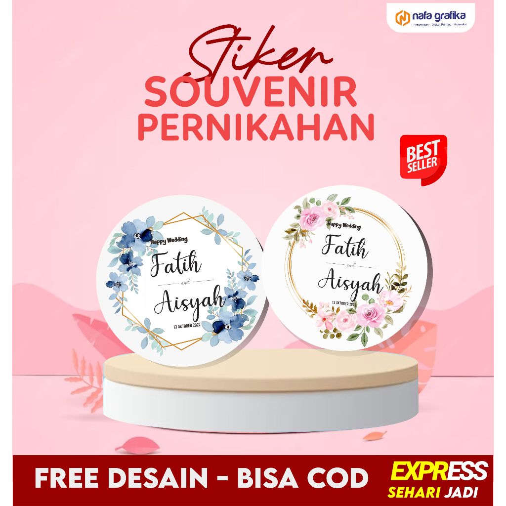 

(SEHARI JADI) CETAK STIKER SOUVENIR WEDDING PERNIKAHAN CUSTOM DESAIN LANGSUNG JADI GRATIS DESAIN KUALITAS TERJAMIN