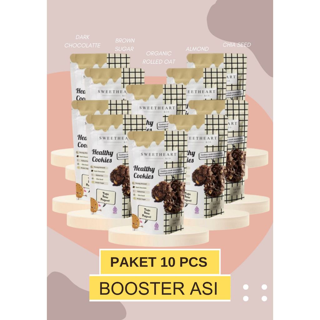 

'Paket 10 Pcs' Healthy Cookies "Sweetheart&Co." Camilan Pelancar Asi, Snack Sehat Ibu Menyusui, ASI Booster, Cemilan Sehat Segala Usia, Kukis Sehat Untuk Diet 90 gr