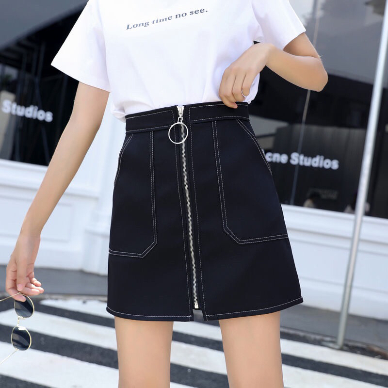 Miscoo - Calista Rok - Basic A Line Korean Look Kasual Rok Mini With Risleting HS0001 - S/M/L/XL/2XL