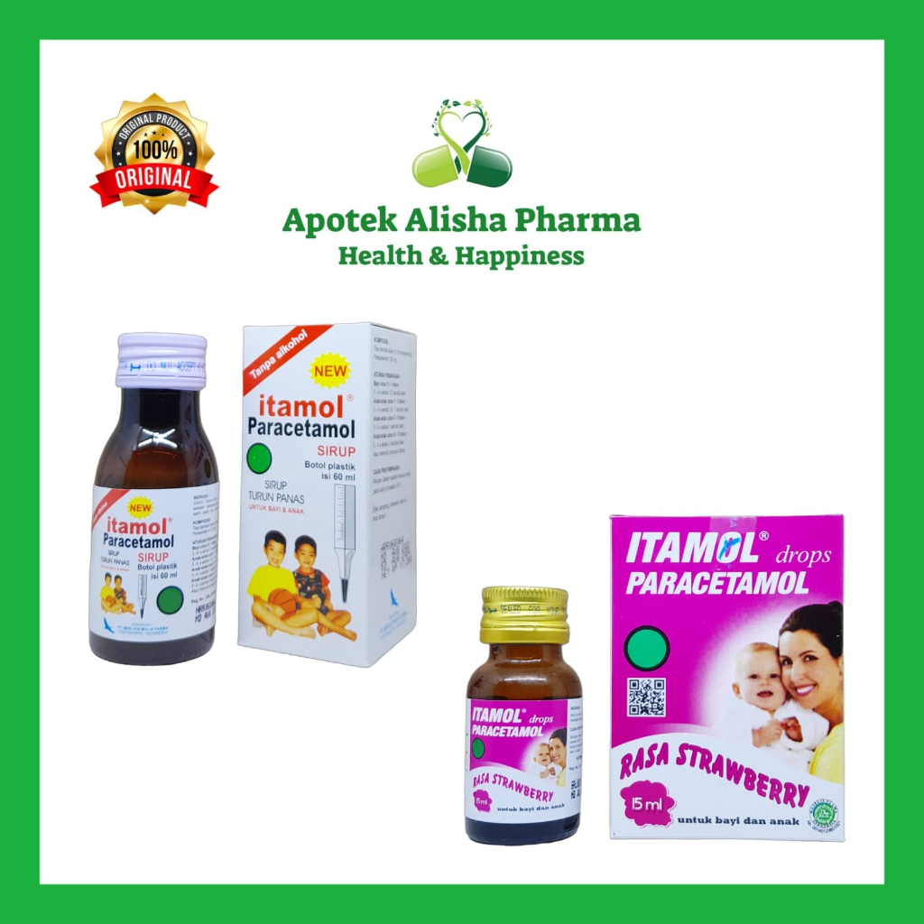 Itamol Drops 15ml / Sirup 60ml Paket 6 Botol - Obat Penurun Panas Demam Anak / Bayi