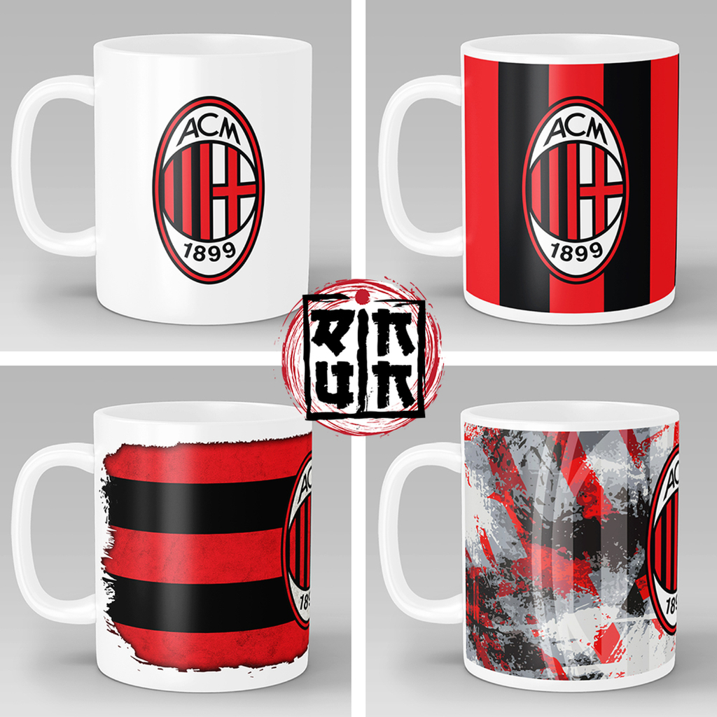 Gelas Cangkir Mug Putih Keramik AC Milan Club Sepak Bola Serie A