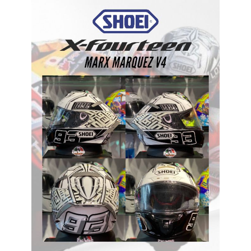Helm Motor Full Face Shoei X14 Marc Marquez White ANT Helm Fullface Moto GP X-Spirit X-Fourteen Scot